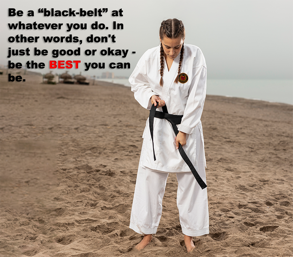 Be a black-belt at whatever you do. In other words, don’t just be good or okay – be the BEST you can be. image