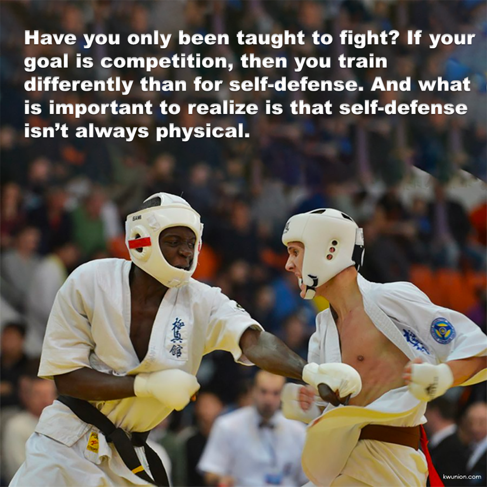 Have you only been taught to fight? If your goal is competition, then you train differently than for self-defense image