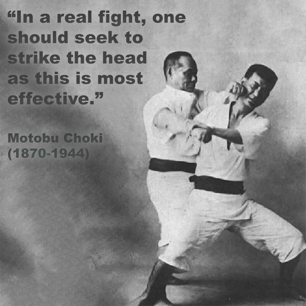 In a real fight, one should seek to strike the head as this is the most effective. image