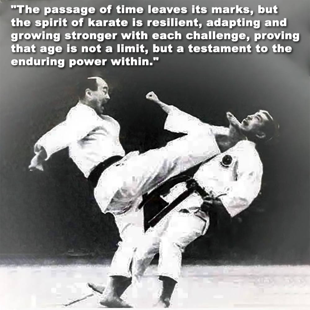 The passage of time leaves its marks, but the spirit of karate is resilient, adapting and growing stronger with each challenge, proving that age is not a limit, but a testament to the enduring power within. image