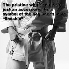 The pristine white belt isn’t just an accessory; it’s a symbol of the beginner’s mind. Shoshin. image