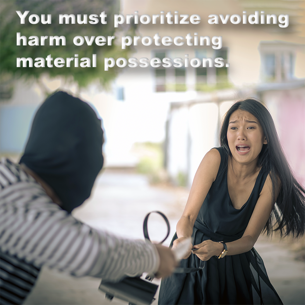 You must prioritize avoiding harm over protecting material possessions. image