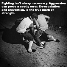 Fighting isn’t alway necessary. Aggression can prove a costly error. De-escalation and prevention, is the true mark of strength. image