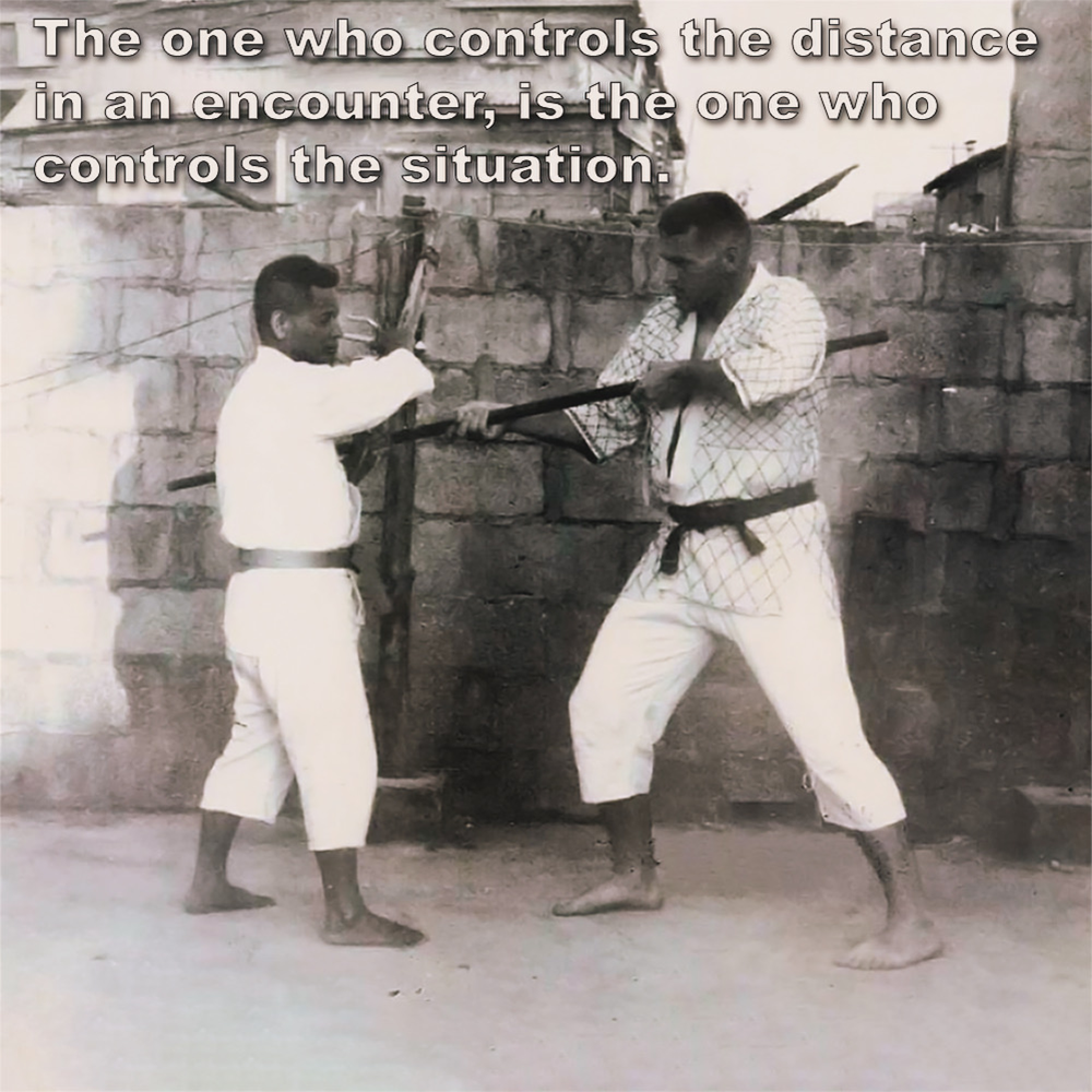 The one who controls the distance in an encounter, is the one who controls the situation. image