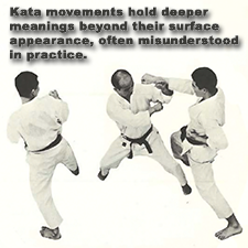 Kata movements hold deeper meanings beyond their surface appearance, often misunderstood in practice. image