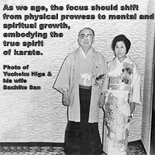 As we age, the focus should shift from physical prowess to mental and spiritual growth, embodying the true spirit of karate. image