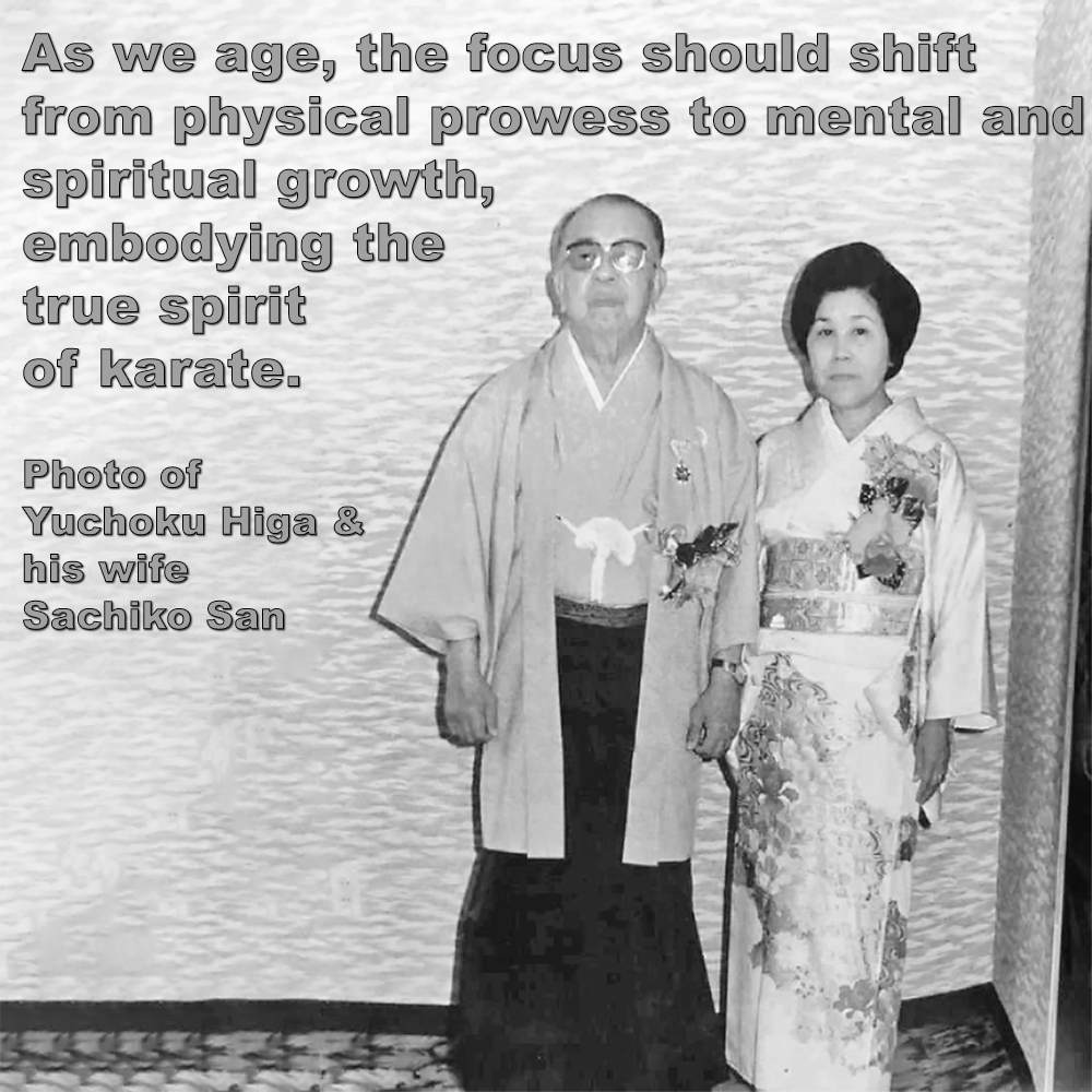 As we age, the focus should shift from physical prowess to mental and spiritual growth, embodying the true spirit of karate. image